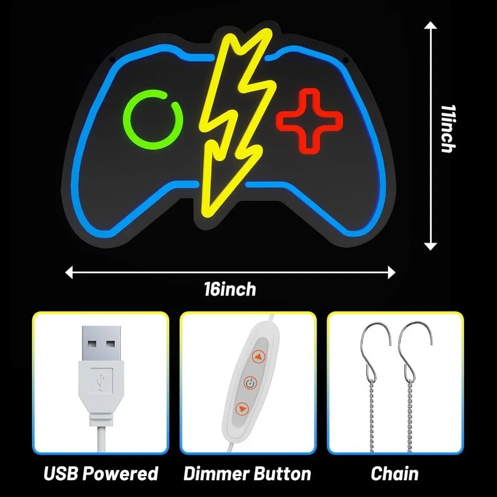 Blue Gaming Neon Sign Dimmable Gamer LED Neon Lights for Video Game Room